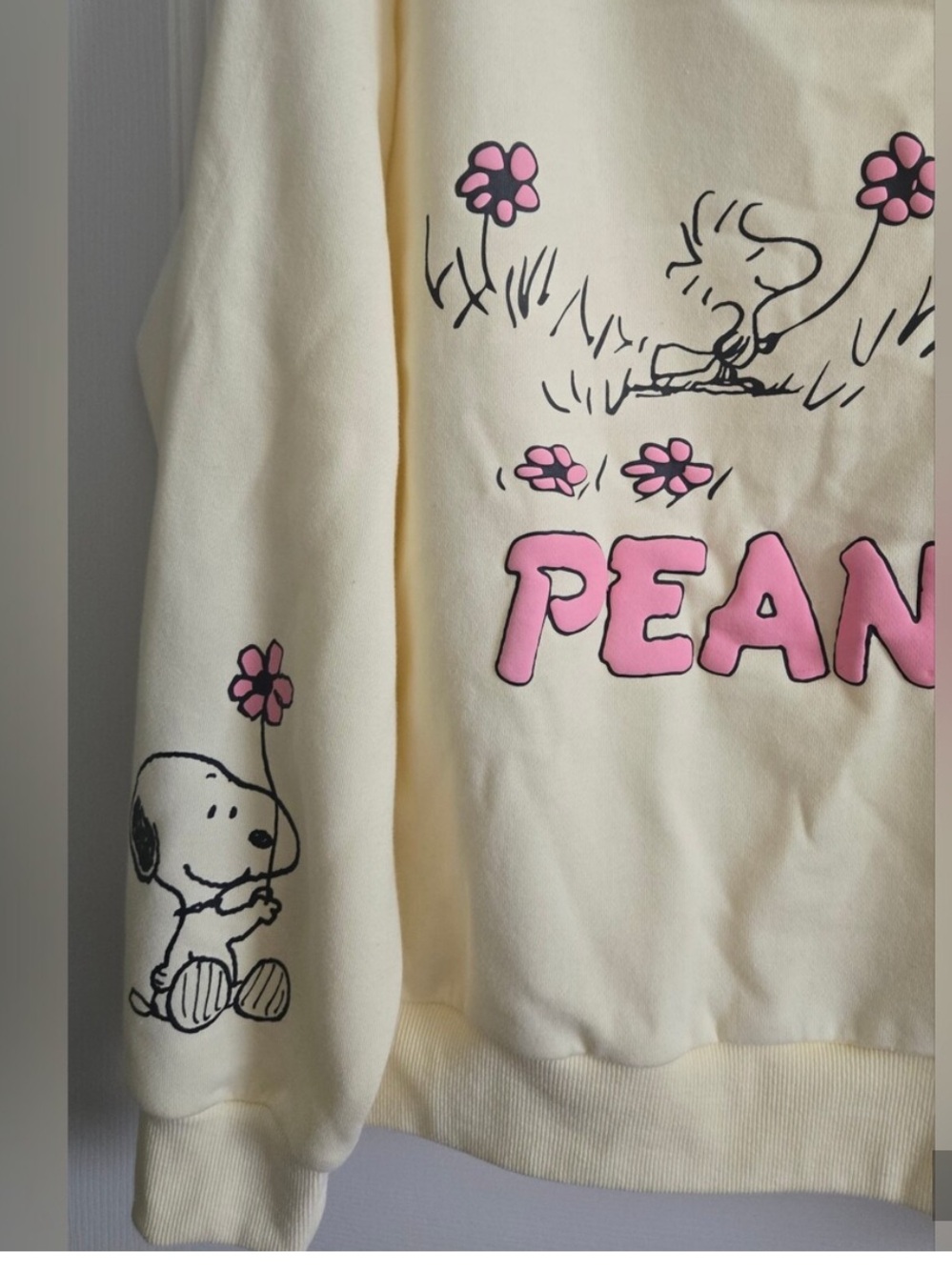 Peanuts Yellow Snoopy Crewneck with Pink Graphic - Picture 3 of 5